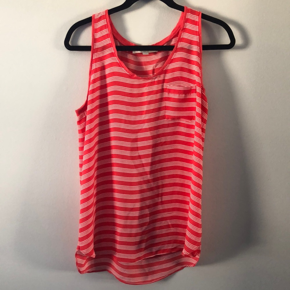 Loft Striped Sleeveless Pocket Blouse, Size Small